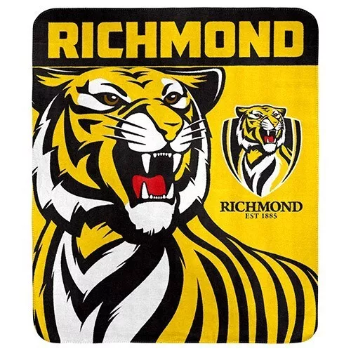 Richmond Tigers AFL Polar Fleece Throw Rug Blanket Mothers Birthday Gift