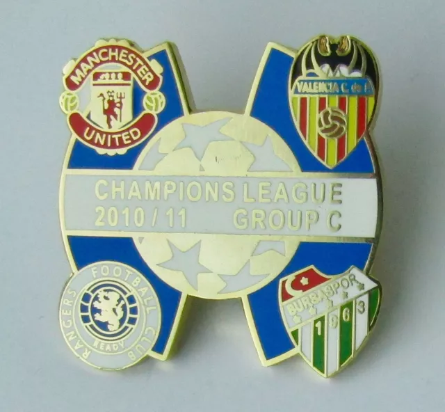 CHAMPIONS LEAGUE BADGE 2010/11 - Man Utd, Valencia, Glasgow Rangers, Bursaspor