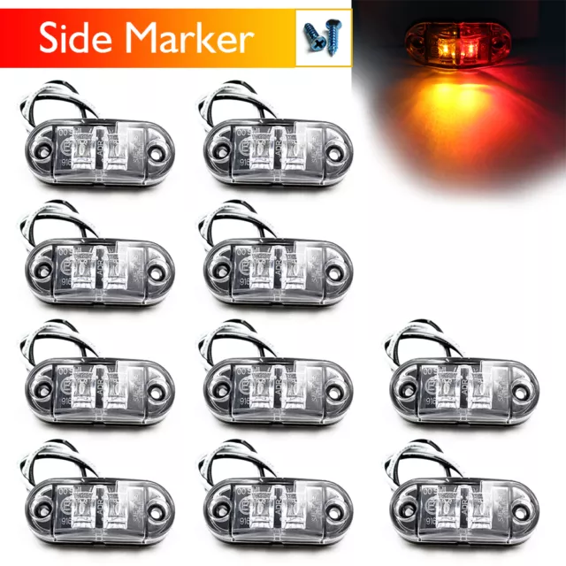 Waterproof Red Amber 12V 24V SAE Light LED Side Marker Trailer Clearance Truck