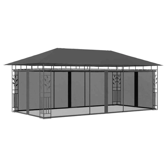 Pavillon mit Moskitonetz 6x3x2,73 m Anthrazit EF J5995