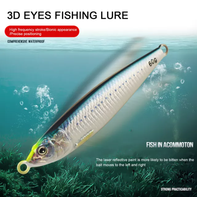 3D EYES FISHING Lure Realistic Bait Bionic Glow Vertical Jig for Tuna  Salmon $15.27 - PicClick AU