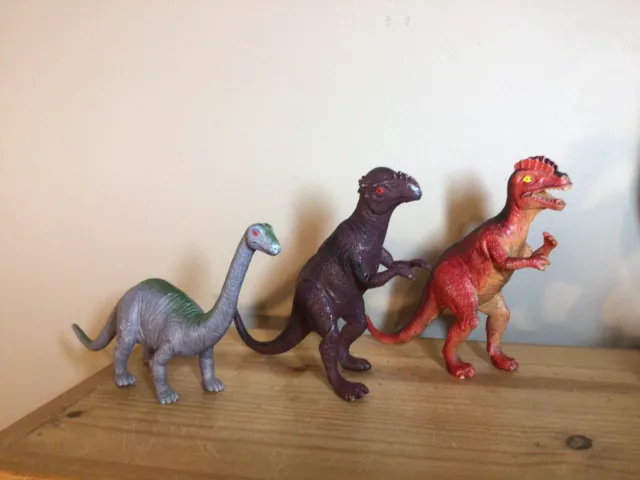 Lot Of 3 Vintage Lucky Star Large Scale Dinosaur Animals Plastic Action Figures