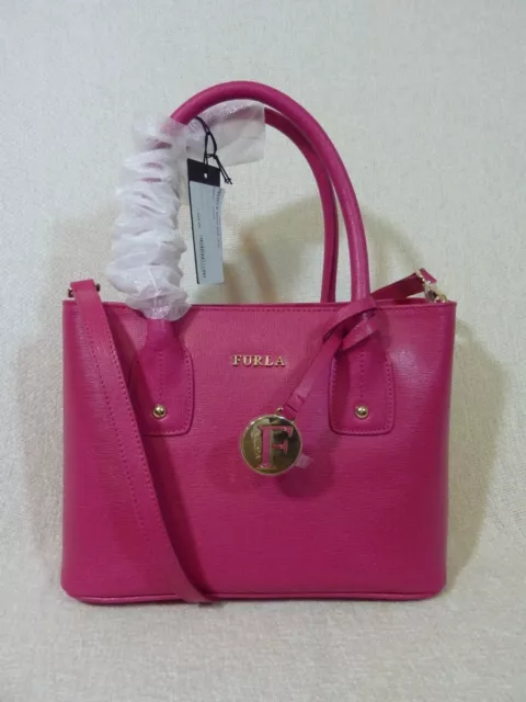 FURLA Gloss Pink Saffiano Leather Small Josi Tote/Xbody Bag $328 - Made in Italy