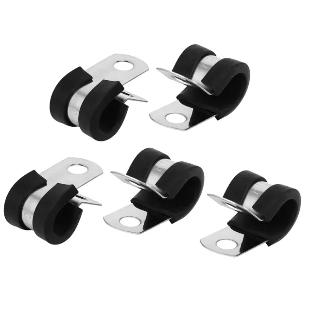 10mm Dia EPDM Rubber Lined P Clips Cable Hose Pipe Clamps Holder 5pcs