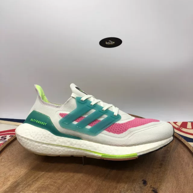 Adidas Womens Ultraboost 21 Running Shoes Teal/Rose/White S23845 Size 10.5