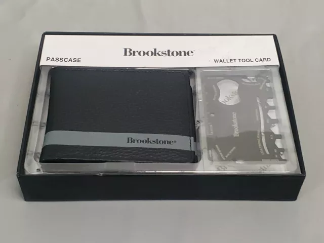 Men's  Brookstone Wallet Black Bifold Leather with Multi Tool