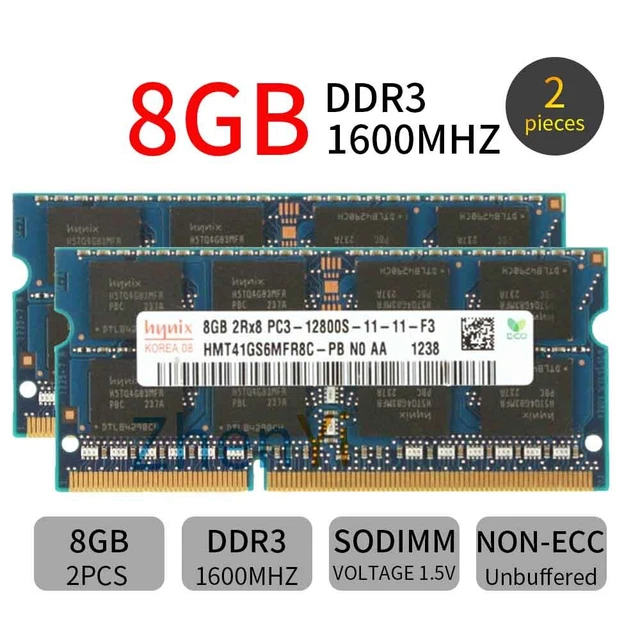 Mémoire RAM MICRON 16 Go (2x8 Go) DDR3 PC3-10600 - Pour Ordinateur Portable Occasion Testée