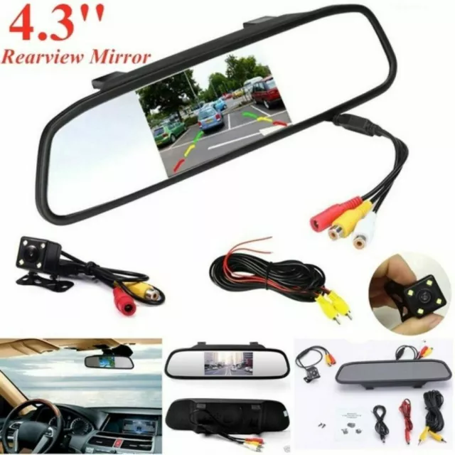 4.3" LCD Rückfahrsystem Set Rückspiegel Monitor mit  Auto Rückfahrkamera