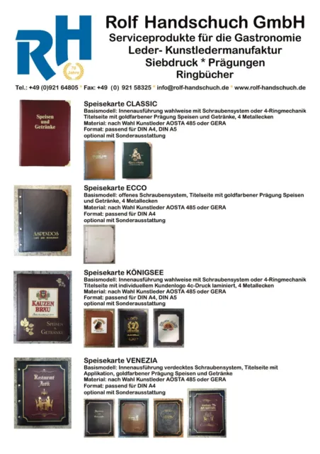 Sonderangebot Speisekarten-Mappe CASSIC Menükarten Getränkekarte von RH DIN A4 2