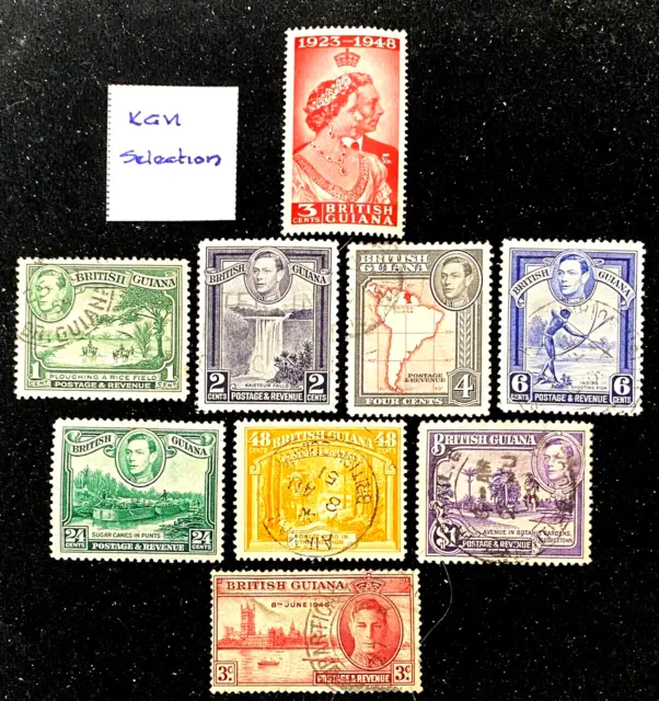 British Guiana -  KGVI - Used Selection of 9 Stamps - 24/025