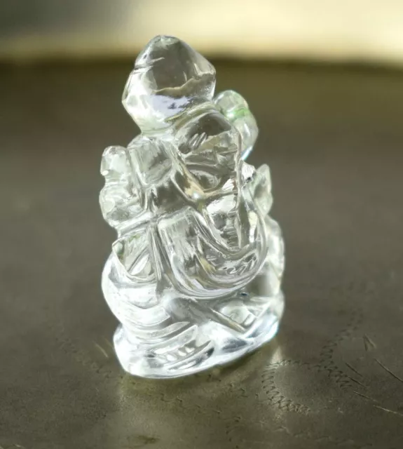 Natural Lord Ganesha Auspicious Figurine White Crystal (Sphatik) Gemstone 3