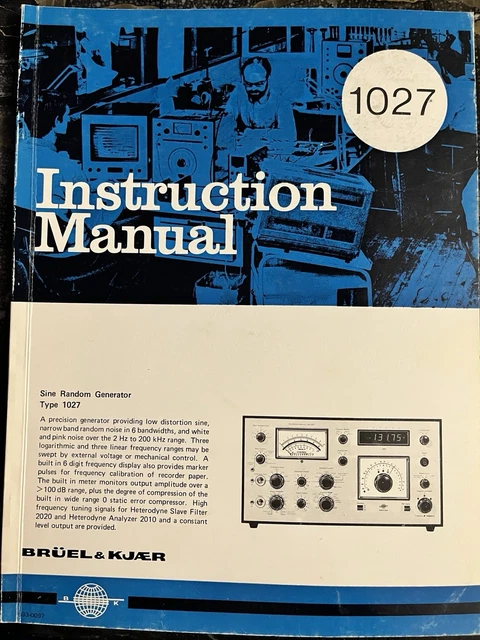 Manuel D'instructions Original Bruel & Kjaer 2707 – En Anglais