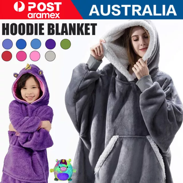 Wearable Blanket Hoodie for Aduld Kids Oversized Plush Hoody Blanket Sweatshirt