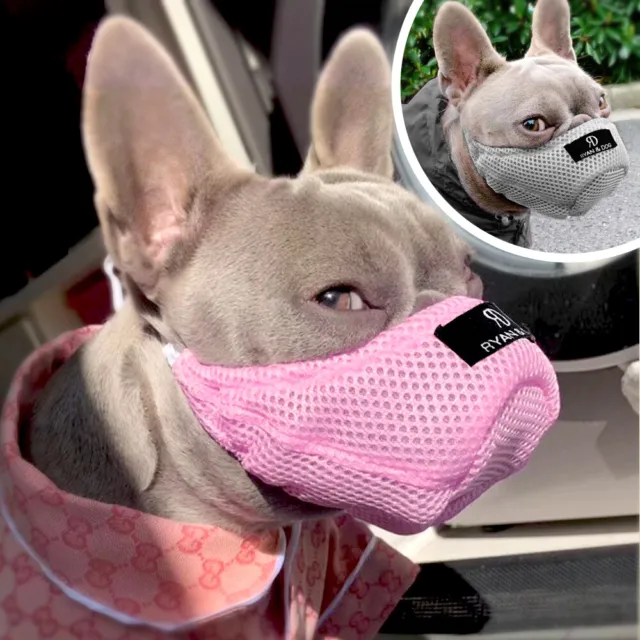 Soft Breathable Mesh Dog Muzzle Pet Mouth Muzzles Anti Bark No Bite Gray Pink