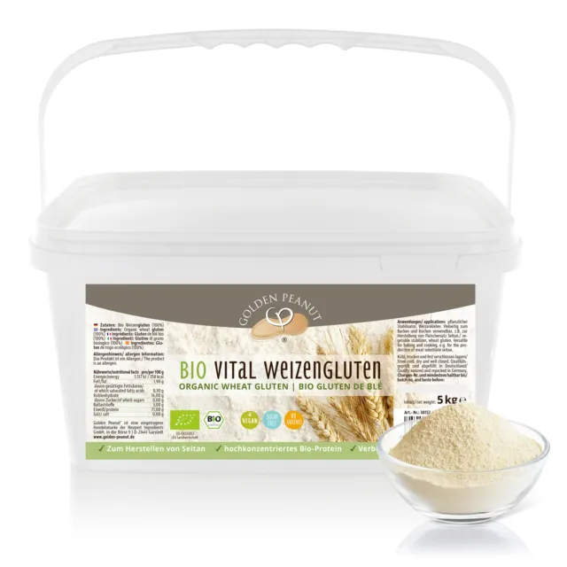 Bio Vital Weizengluten 5 kg Weizenkleber Weizeneiweiß Mehl vegan Seitan Zutat