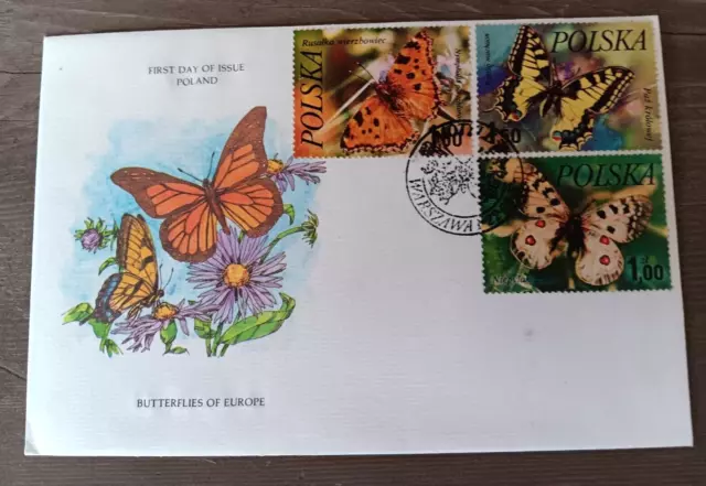 Beautiful Butterly Butterflies Set Poland 1977 Nice Cachet Fdc Unaddr