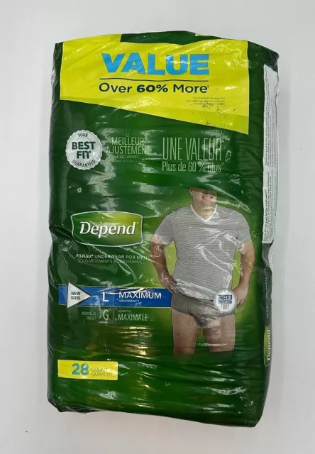Depends Fresh Protection Adult Incontinence Underwear for Men (Formerly  Fit-Flex), Disposable, Maximum, Large, Grey, 17 Count - 17 ea