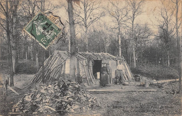 Cpa 91 Brunoy / Foret De Senart / Une Cabane De Bucherons