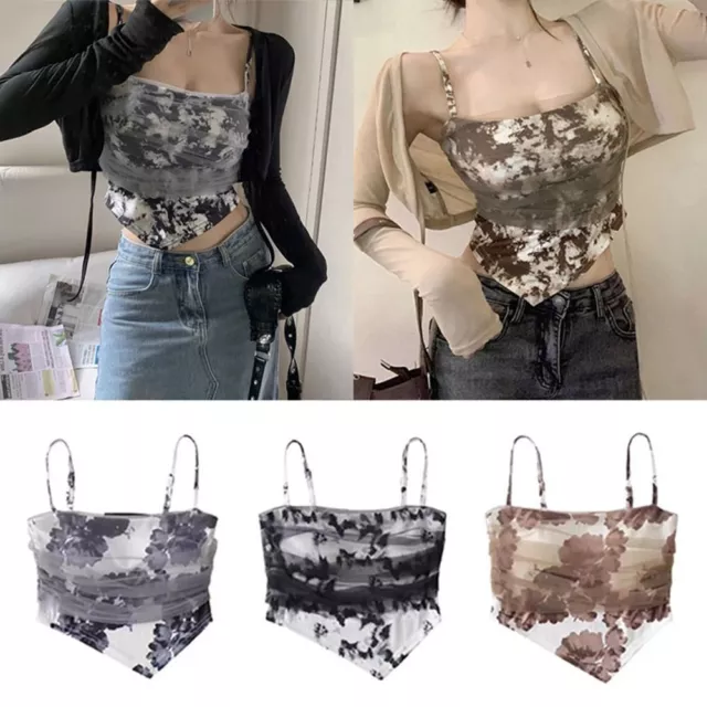 Short Irregular Vest Mesh Short Top New Tie Dyed Camisole Vest  Women