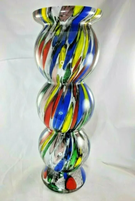 MIKASA Modern Abstract Art Glass Splatter Vase Poland 16" Tall