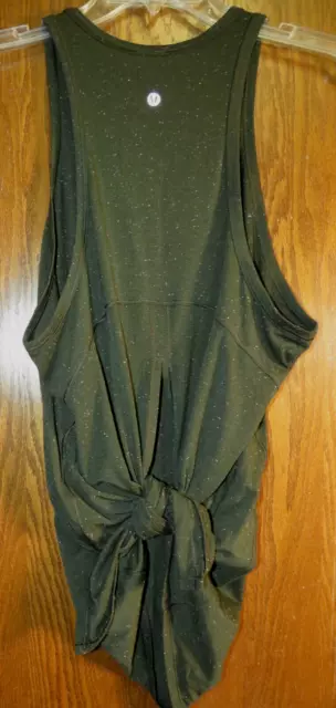 Lululemon 6 8 Goal Up Tank Dark Olive Green White Speckled Tie Back EUC!