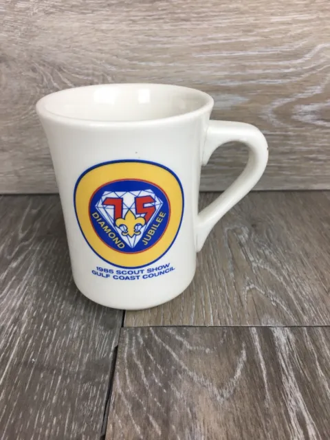 Diamond Jubilee Boy Scout Show Gulf Coast Council Ceramic Coffee Cup VTG 1985