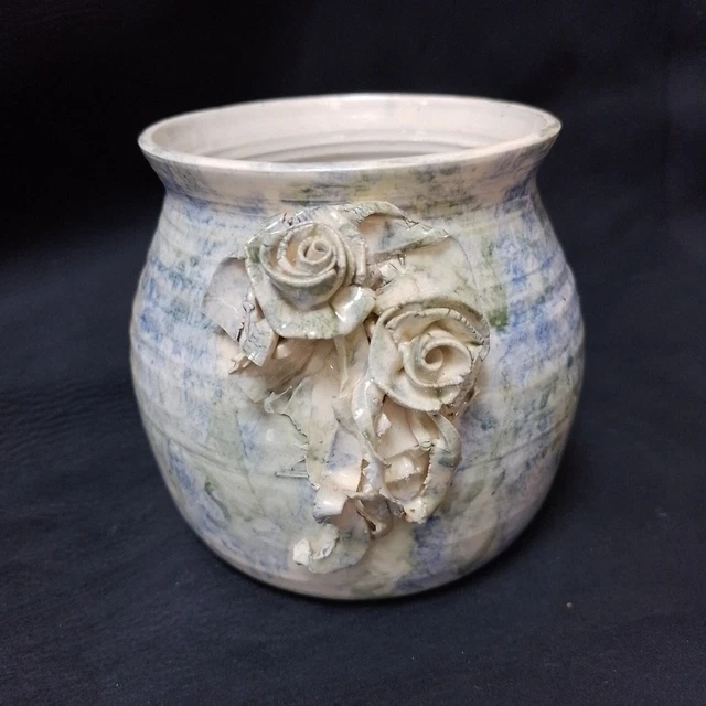 Vase En Poterie Blanche Signé Becky Todoroff, 1983, Art Moderne Céramique