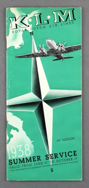 Klm Royal Dutch Airlines Europäischer Zeitplan Sommer 1938