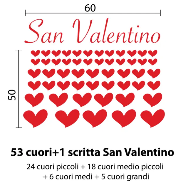 STICKER ADESIVO VETROFANIE san valentino CUORI LOVE 115x132cm