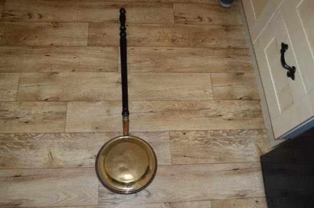 Antique Brass Copper Bed Warmer Pan