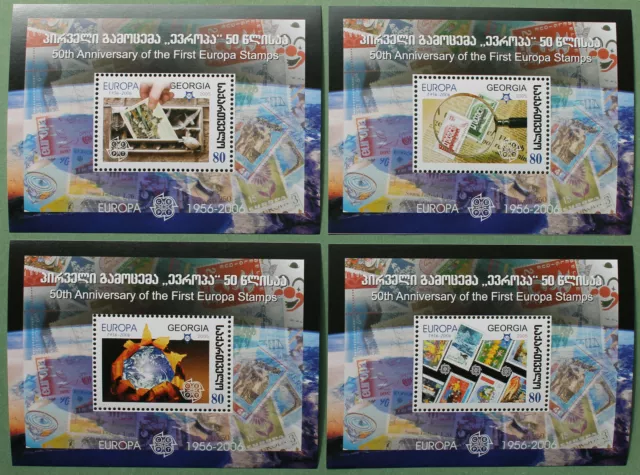 4 Blocks Georgien 2005 postfrisch, Thema: Europa, CEPT, Briefmarken auf Marken