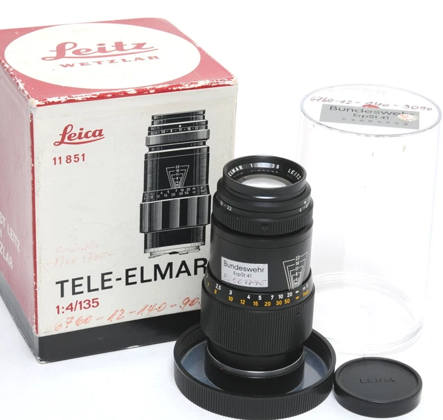 Leica M Tele-Elmar 4/135 mm hecha para Bundeswehr ejército alemán en caja 11851