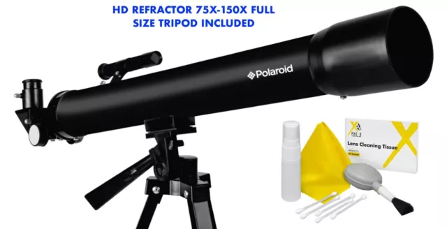 Hd Refractor Telescope 75X-150X With Full 57" Tripod Included + Cleaning Kit