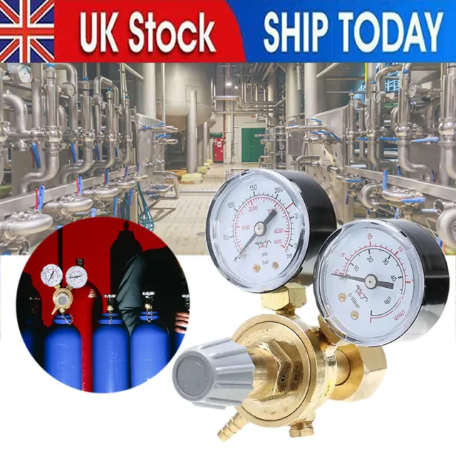 Gas Bottle Pressure Flow Regulator Dual Gauge Argon Co2 Nitrogen Mig Tig Welding