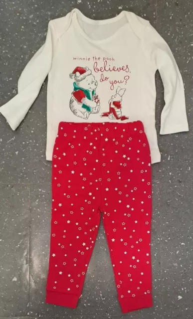 Pigiama di Natale Disney Baby (Asda) Regno Unito 9 - 12 mesi Winnie the Pooh + maialino