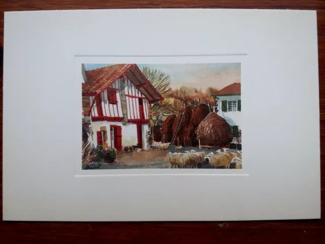 FERME BASQUE   aquarelle Dominique BRUYANT carte postale postcard