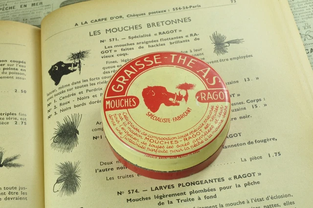 Boîte à Mouches De Pêche Vintage Perrine #60 En Aluminium - Avec Assortiment De Mouches - Fabriquée Aux USA
