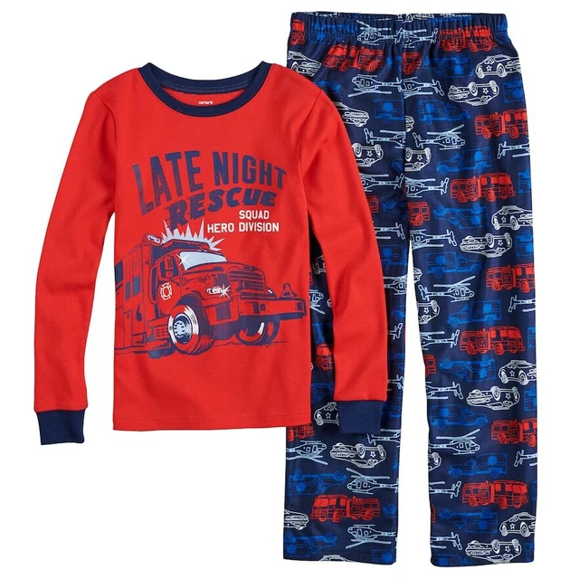 $32 NWT ☀CARTERS ☀ Sz 7 FLEECE Pajamas LATE NIGHT RESCUE HERO SQUAD Boys