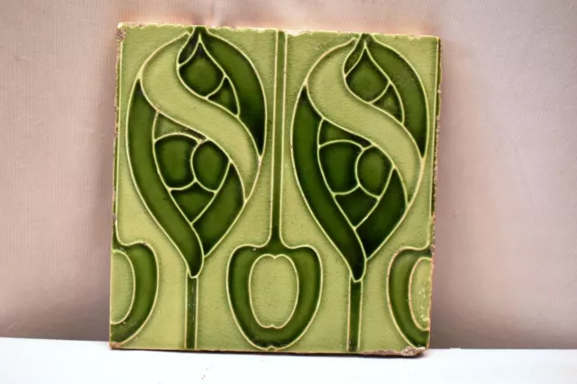 Antique Minton Hollins & Co Wall Tile Floret Pattern Stoke On Trent Porcelain"43