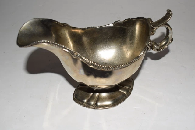 Vintage Quadrupole Silverplate? 4 1/2"  Gravy     (Rtg24)
