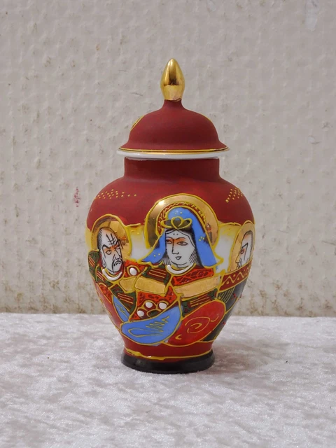 oi87bh - Moriage Satsuma Porzellan Teedose Japan Handwork Vintage Geisha Samurai