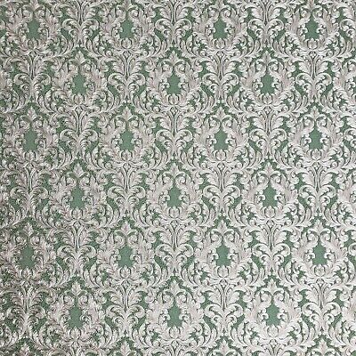 Wallpaper floral Victorian Vintage damask Royal green brass metallic Textured 3D