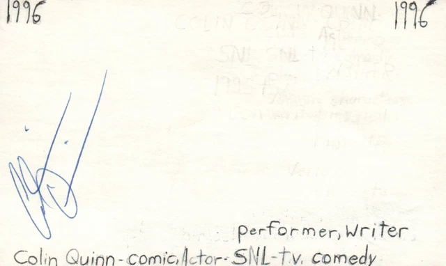 Colin Quinn Comedian Actor SNL Movie Autographed Signed Index Card JSA COA