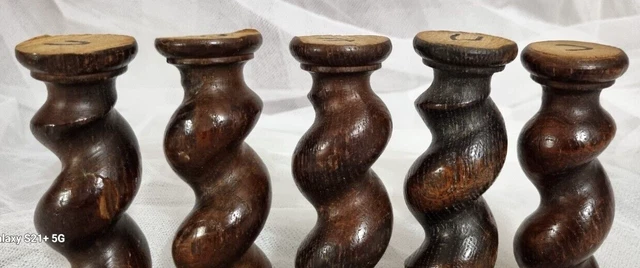 5 Barley twist turned spindle Column Antique french architectural salvage 4.8 in 9