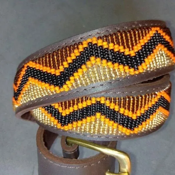 Brown Handmade masaai maasai Masai beaded leather belt with free shipping