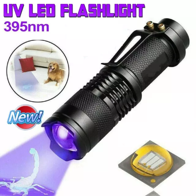 UV Ultra Violet LED Flashlight Blacklight Light 395 nM Inspection Torch Lamp AUS