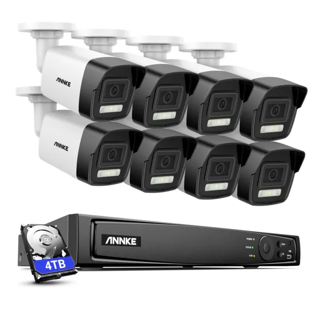 ANNKE 8MP 4K POE Cámara de Vigilancia Exterior Set Color Visión Nocturna Grabación de Audio