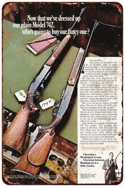 Metal Sign - 1968 Remington Rifles - Vintage Look Reproduction 8 x 12