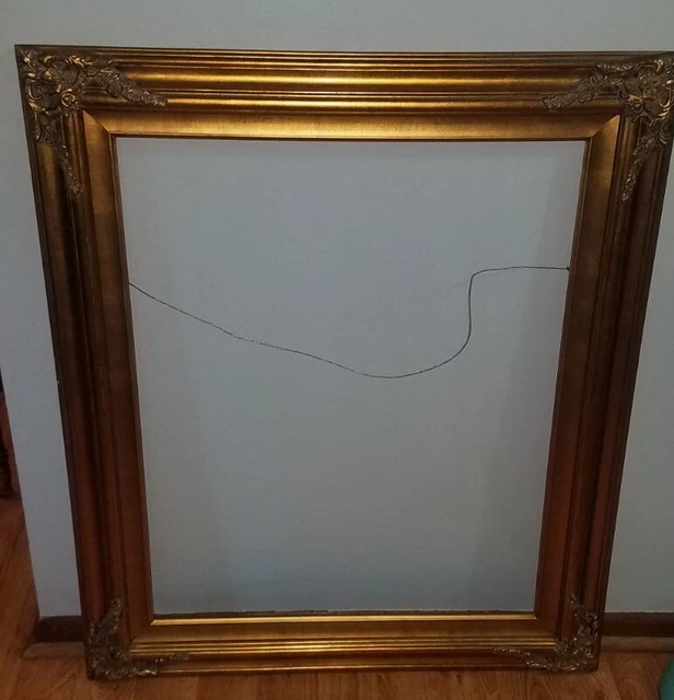 HUGE Antique Gorgeous Gold  Wood Frame~GESSO ORNATE BAROQUE VICTORIAN~38"x32"!