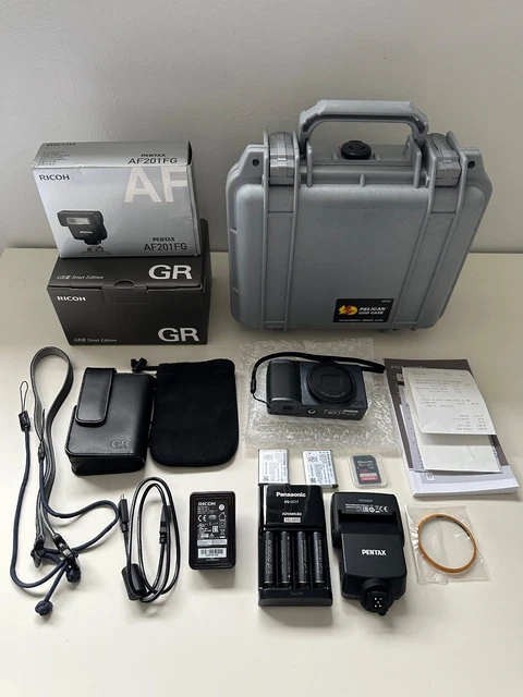Ricoh GR 3 III Street Edition Digital Camera Pentax AF201FG Flash Bundle Set